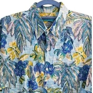 Tori Richard Stained Glass Tropical Made In Hawaii Cotton Lawn Shirt-Size Medium